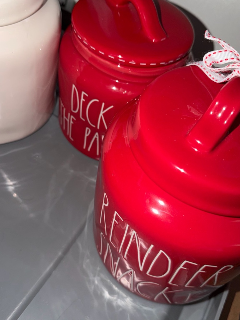Red Holiday Ceramic Canister - Reindeer Snacks